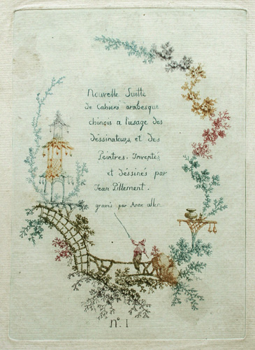 Anne Allen: Title page to Nouvelle suitte de cahiers. . . . Color etching.