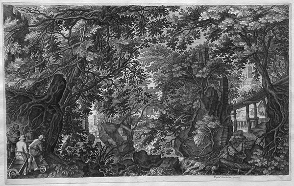 A Forest Scene With A Wooden Bridge